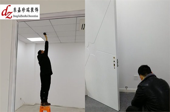 擦洗頂部礦棉板，裝門(mén)鎖